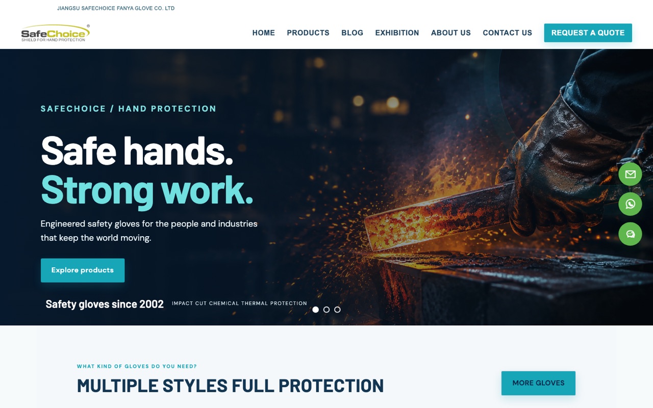 SF Gloves 网站首页真实截图